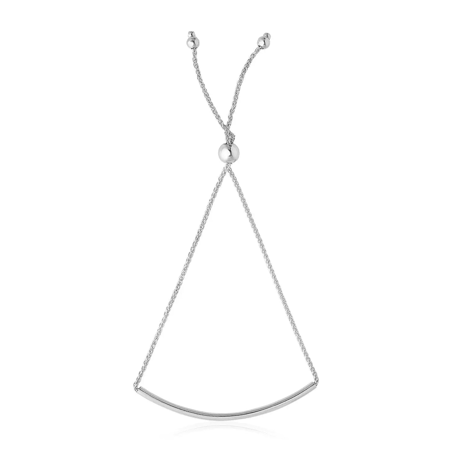 14k White Gold Smooth Curved Bar Lariat Design Bracelet (1.00 mm) RCJ Bracelets  CELESTIA LUXE JEWELLERS