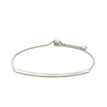 14k White Gold Smooth Curved Bar Lariat Design Bracelet (1.00 mm) RCJ Bracelets  CELESTIA LUXE JEWELLERS