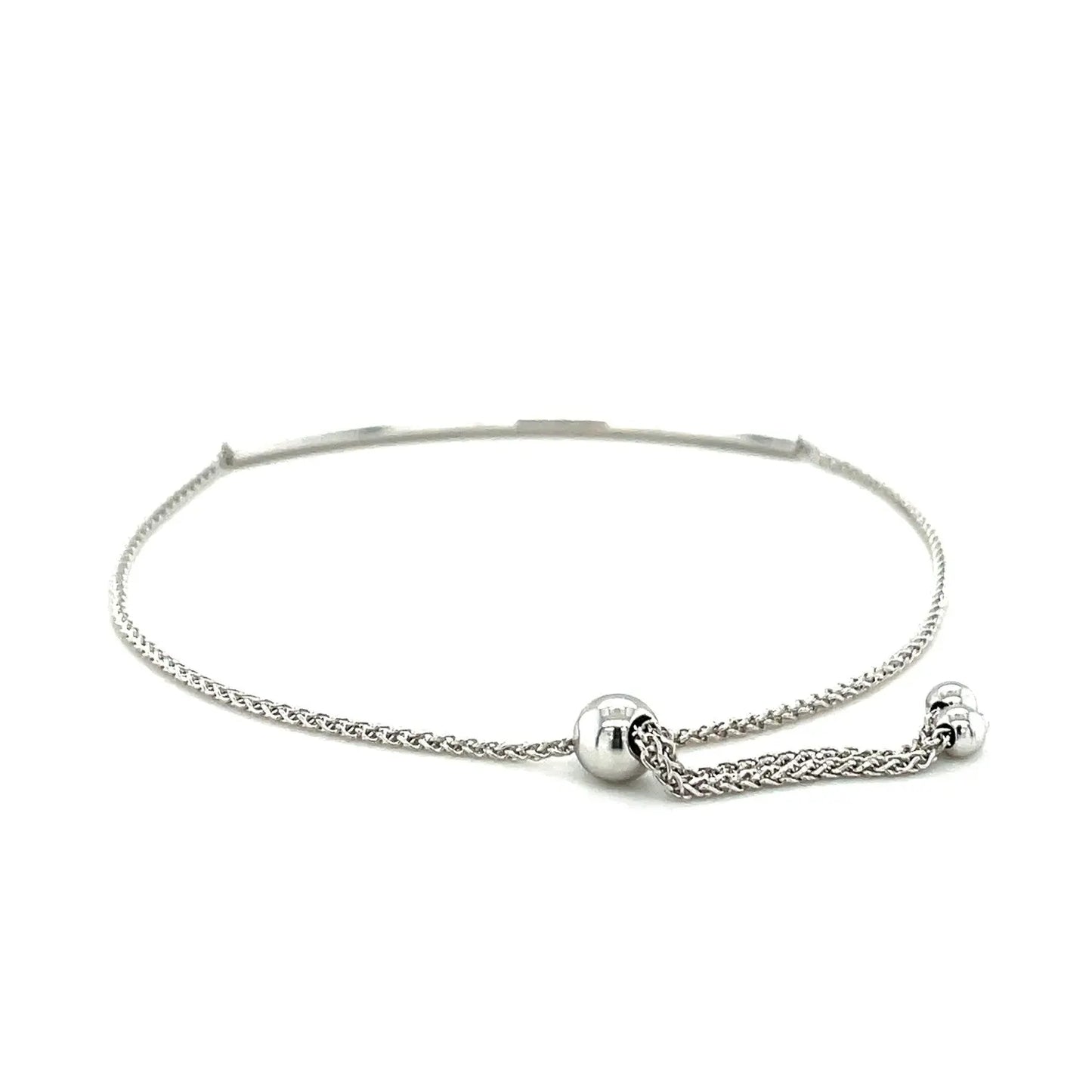 14k White Gold Smooth Curved Bar Lariat Design Bracelet (1.00 mm) RCJ Bracelets  CELESTIA LUXE JEWELLERS