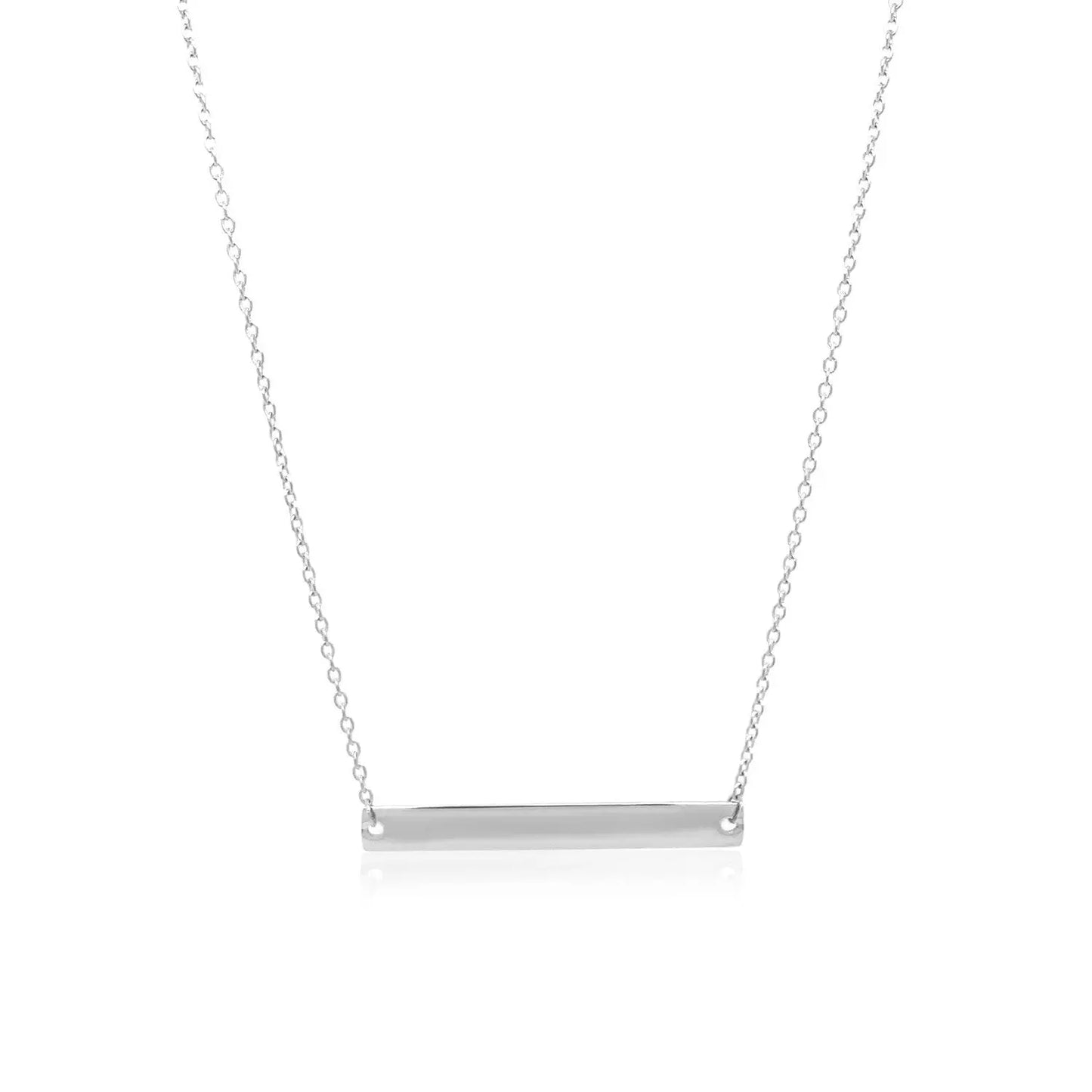 14k White Gold Smooth Flat Horizontal Bar Style Necklace RCJ Necklaces  CELESTIA LUXE JEWELLERS