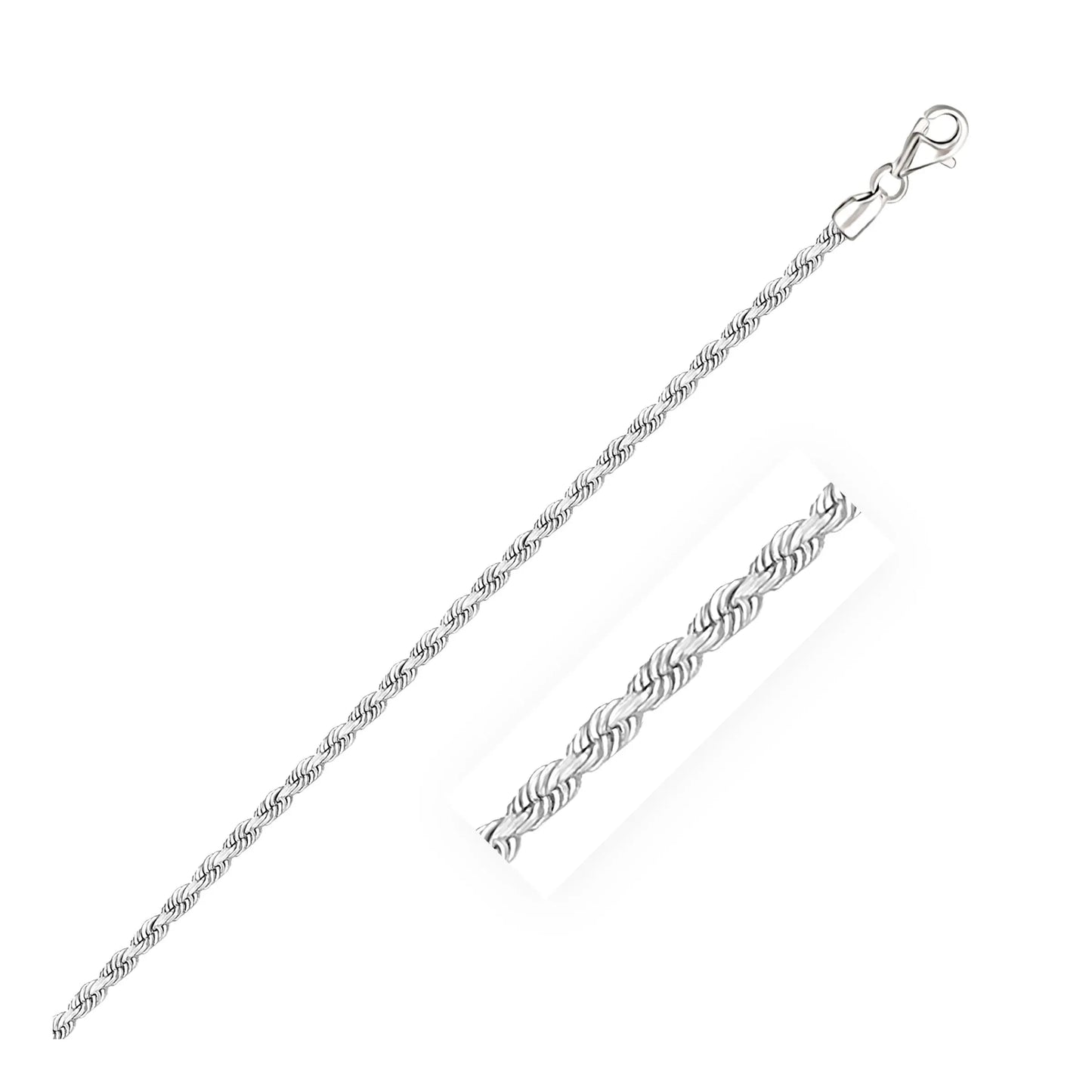 14k White Gold Solid Diamond Cut Rope Bracelet (2.50 mm) RCJ Bracelets  CELESTIA LUXE JEWELLERS
