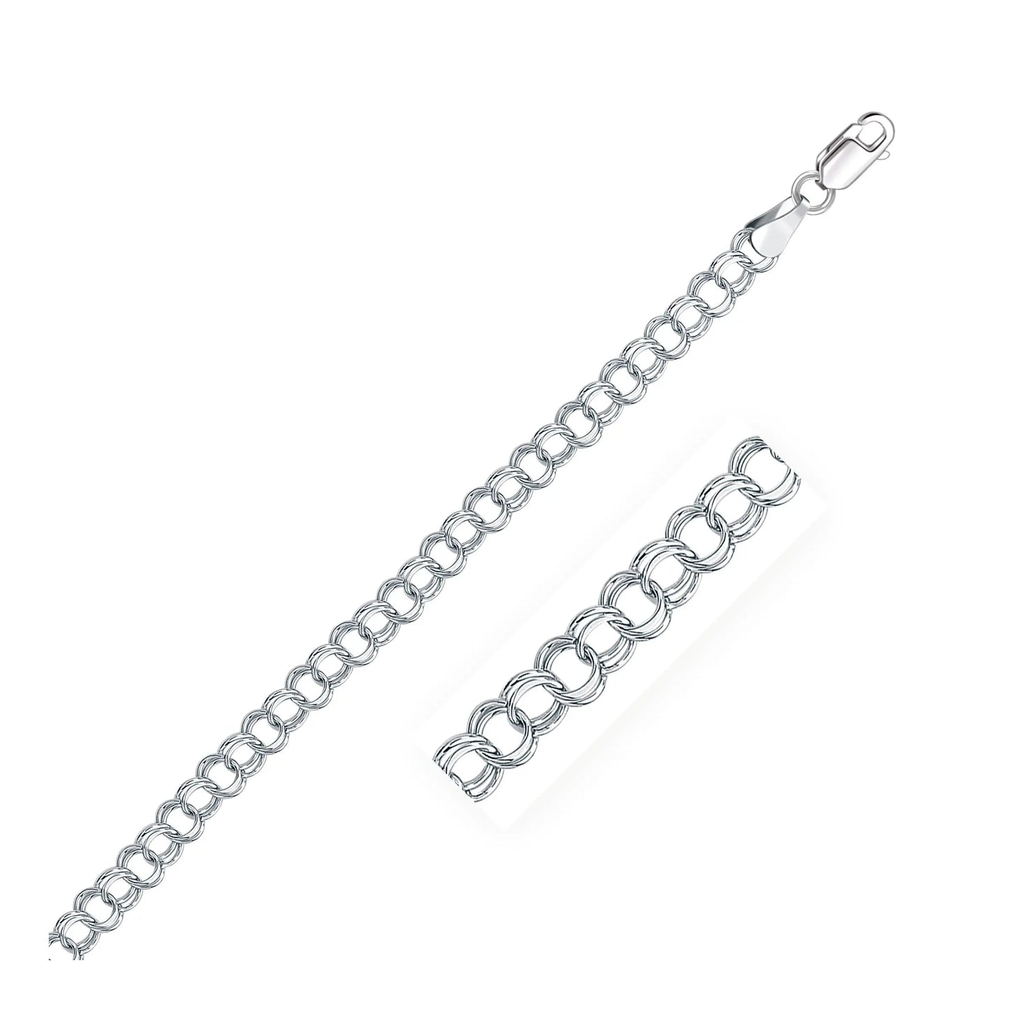 14k White Gold Solid Double Link Charm Bracelet (5.00 mm) RCJ Bracelets  CELESTIA LUXE JEWELLERS