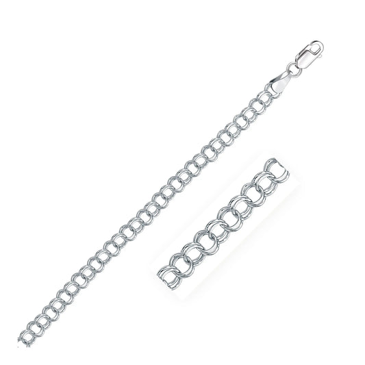 14k White Gold Solid Double Link Charm Bracelet (5.00 mm) RCJ Bracelets  CELESTIA LUXE JEWELLERS