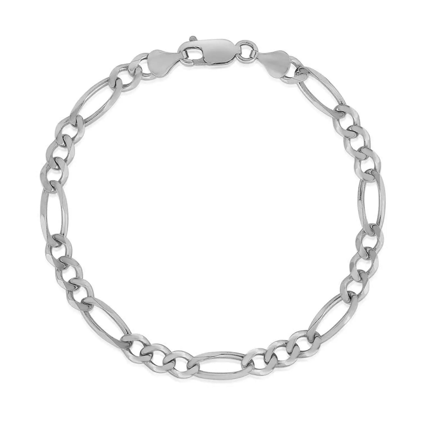 14k White Gold Solid Figaro Bracelet (4.50 mm) RCJ Bracelets  CELESTIA LUXE JEWELLERS