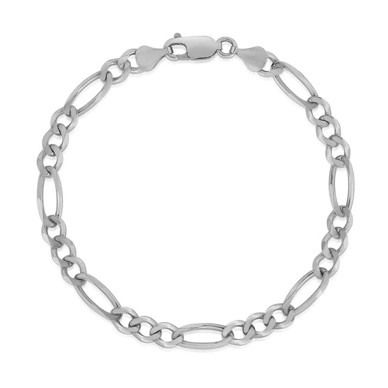 14k White Gold Solid Figaro Bracelet (4.50 mm) RCJ Bracelets  CELESTIA LUXE JEWELLERS