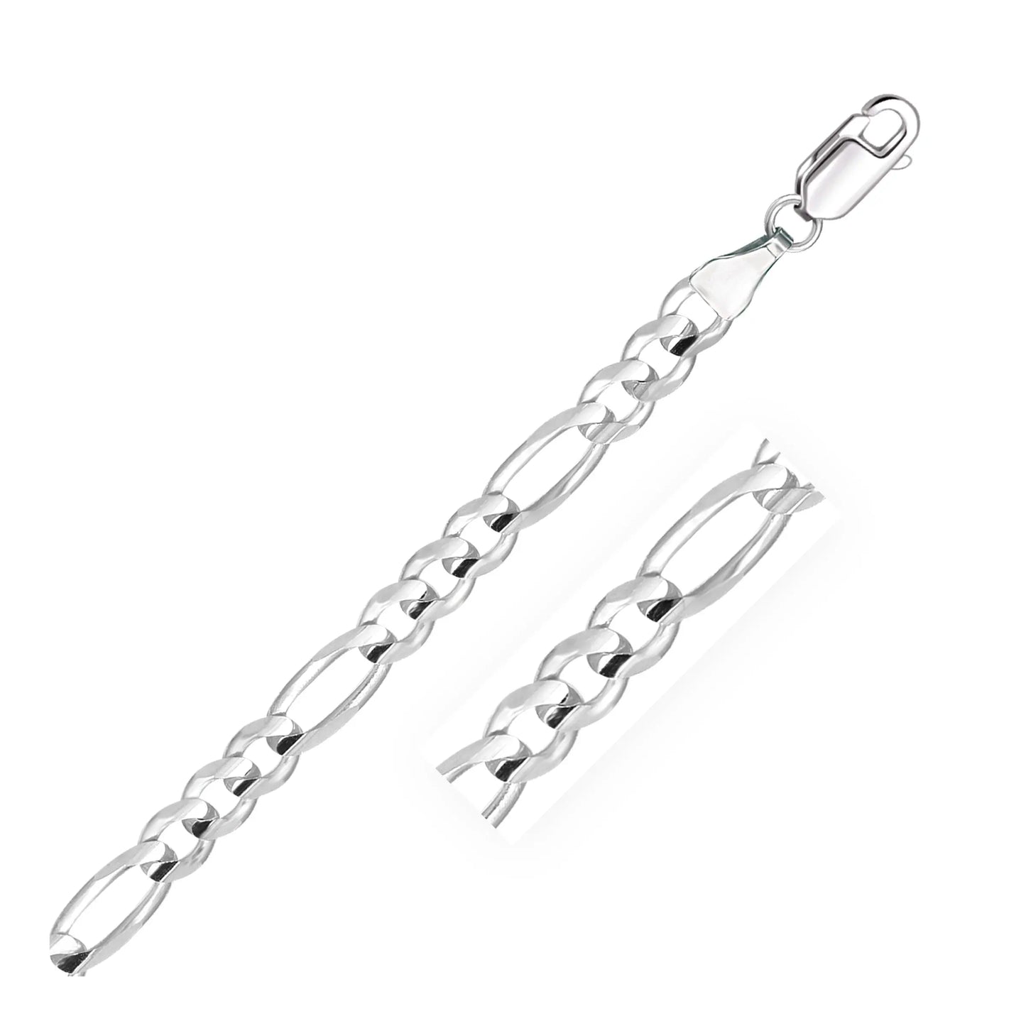 14k White Gold Solid Figaro Bracelet (6.00 mm) RCJ Bracelets  CELESTIA LUXE JEWELLERS