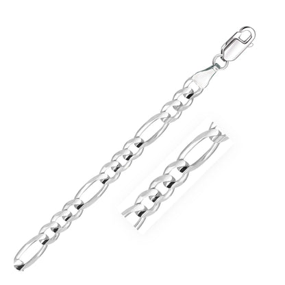 14k White Gold Solid Figaro Bracelet (6.00 mm) RCJ Bracelets  CELESTIA LUXE JEWELLERS