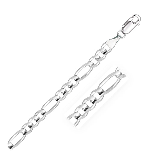 14k White Gold Solid Figaro Bracelet (6.00 mm) RCJ Bracelets  CELESTIA LUXE JEWELLERS