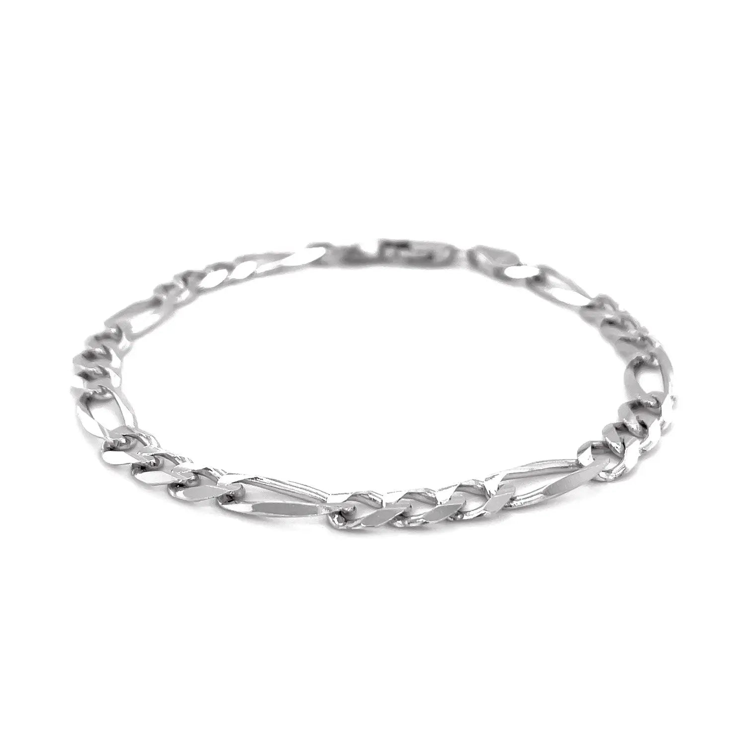 14k White Gold Solid Figaro Bracelet (6.00 mm) RCJ Bracelets  CELESTIA LUXE JEWELLERS