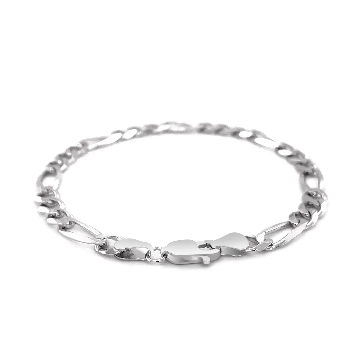 14k White Gold Solid Figaro Bracelet (6.00 mm) RCJ Bracelets  CELESTIA LUXE JEWELLERS
