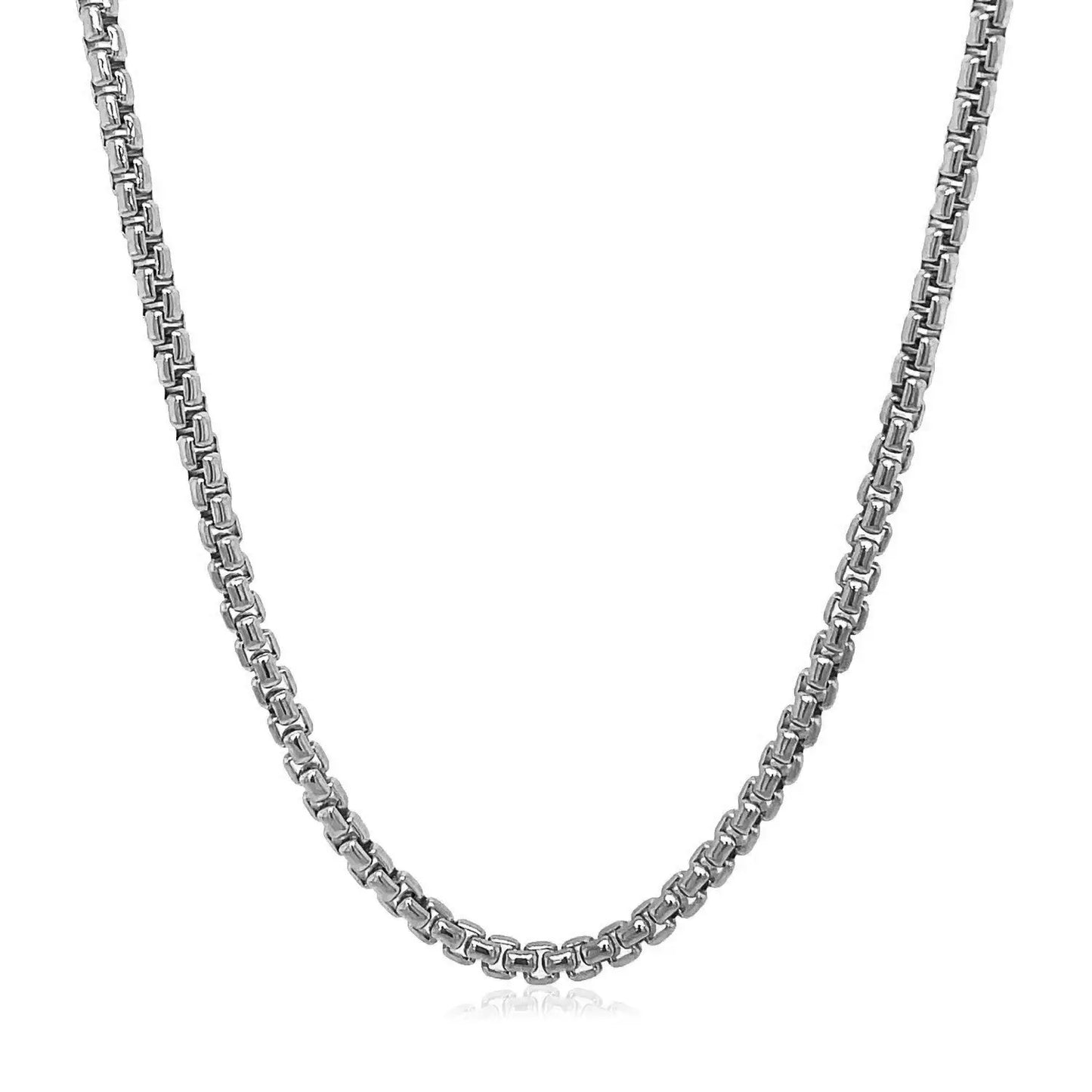 14k White Gold Solid Round Box Chain (2.5 mm) RCJ Chains  CELESTIA LUXE JEWELLERS