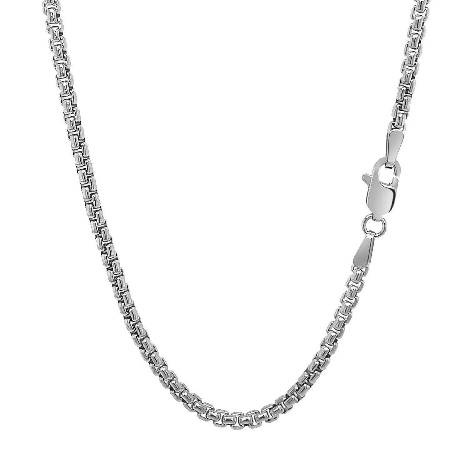 14k White Gold Solid Round Box Chain (2.5 mm) RCJ Chains  CELESTIA LUXE JEWELLERS