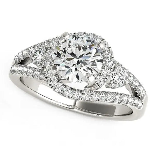 14k White Gold Split Shank Halo Bypass Diamond Engagement Ring (1 3/4 cttw) RCJ Rings  CELESTIA LUXE JEWELLERS