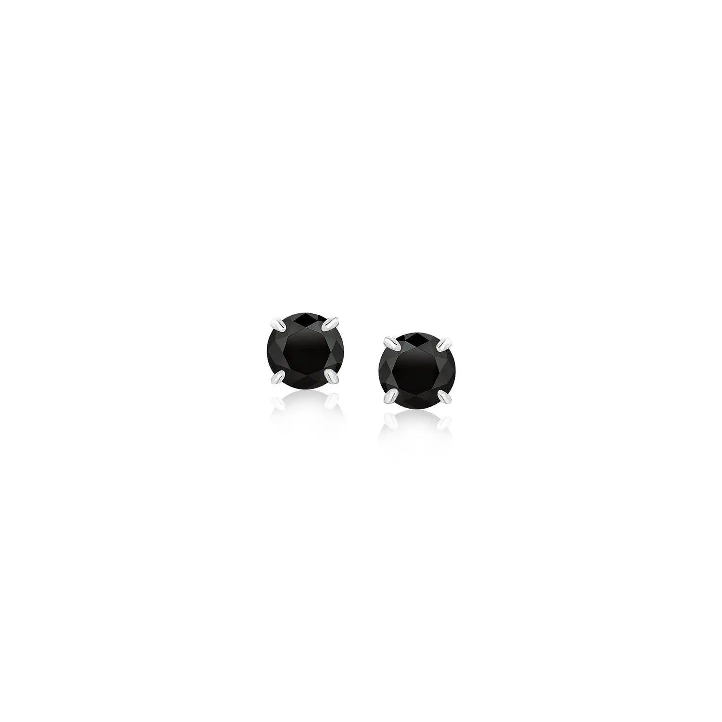 14k White Gold Stud Earrings with Black Cubic Zirconia(4mm) RCJ Earrings  CELESTIA LUXE JEWELLERS