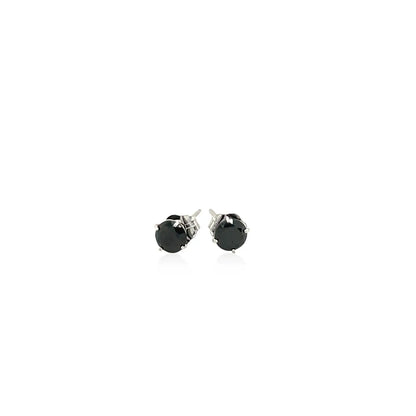 14k White Gold Stud Earrings with Black Cubic Zirconia(4mm) RCJ Earrings  CELESTIA LUXE JEWELLERS