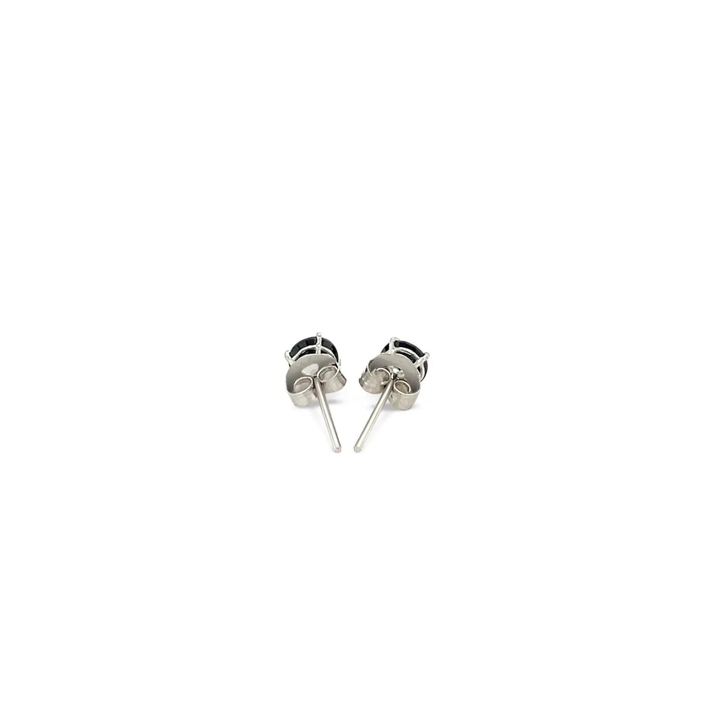 14k White Gold Stud Earrings with Black Cubic Zirconia(4mm) RCJ Earrings  CELESTIA LUXE JEWELLERS