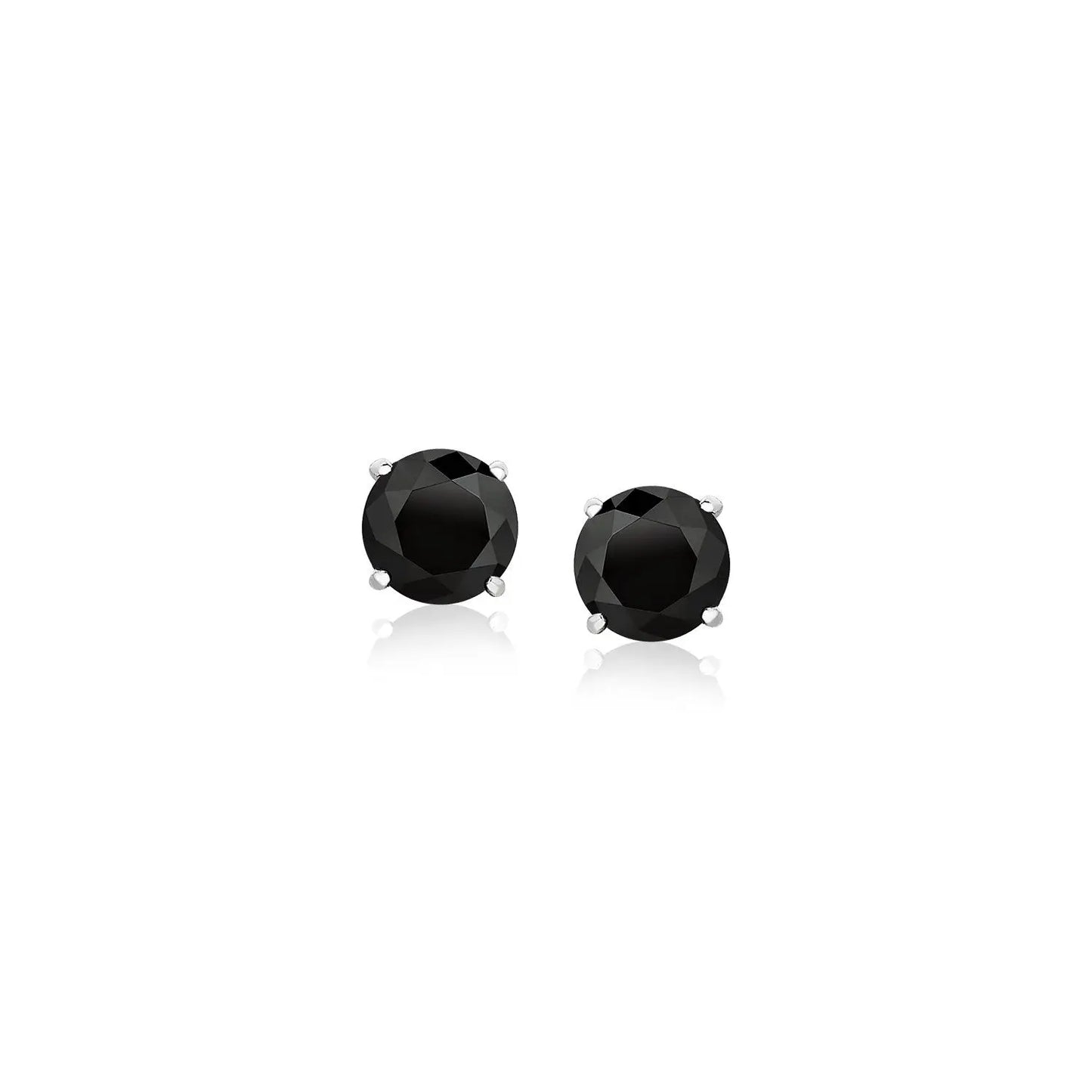 14k White Gold Stud Earrings with Black Faceted Cubic Zirconia(5mm) RCJ Earrings  CELESTIA LUXE JEWELLERS