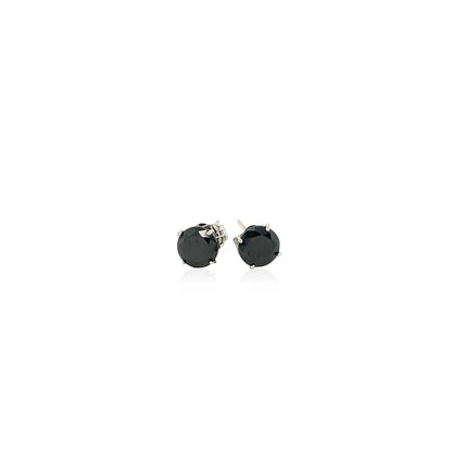 14k White Gold Stud Earrings with Black Faceted Cubic Zirconia(5mm) RCJ Earrings  CELESTIA LUXE JEWELLERS