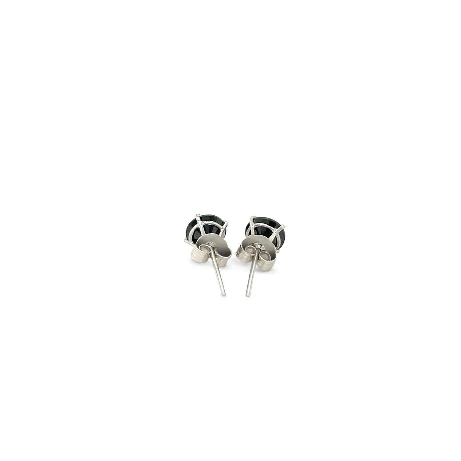 14k White Gold Stud Earrings with Black Faceted Cubic Zirconia(5mm) RCJ Earrings  CELESTIA LUXE JEWELLERS