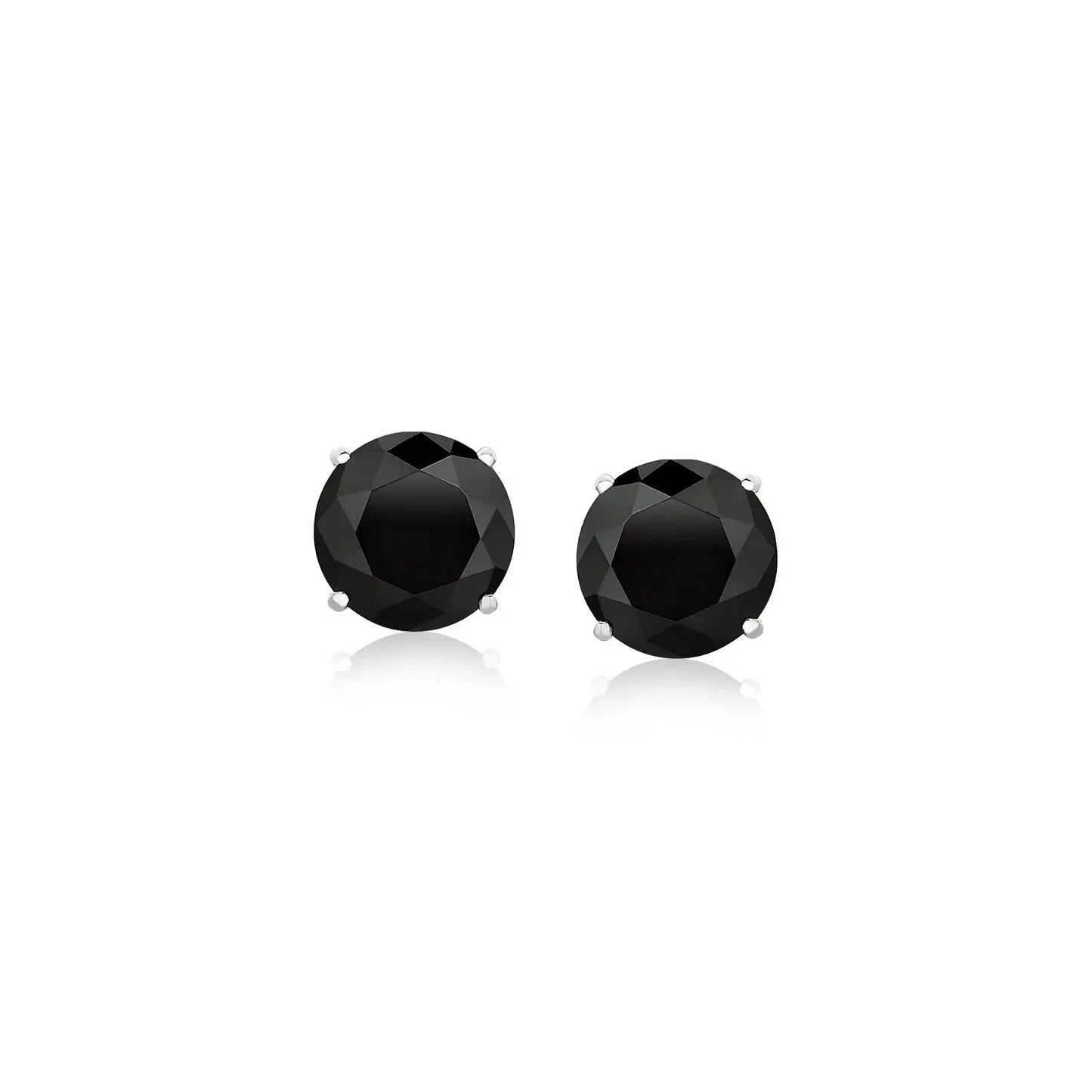 14k White Gold Stud Earrings with Black Faceted Cubic Zirconia(6mm) RCJ Earrings  CELESTIA LUXE JEWELLERS