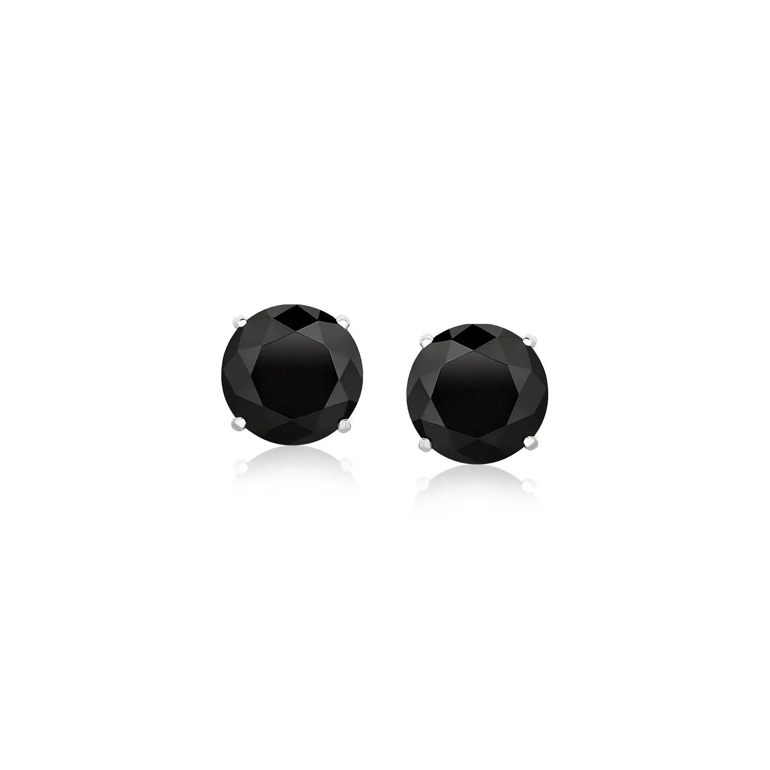 14k White Gold Stud Earrings with Black Faceted Cubic Zirconia(6mm) RCJ Earrings  CELESTIA LUXE JEWELLERS