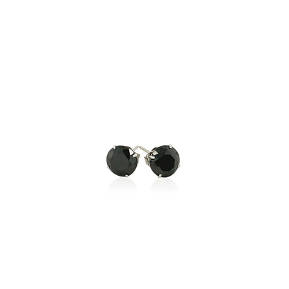 14k White Gold Stud Earrings with Black Faceted Cubic Zirconia(6mm) RCJ Earrings  CELESTIA LUXE JEWELLERS