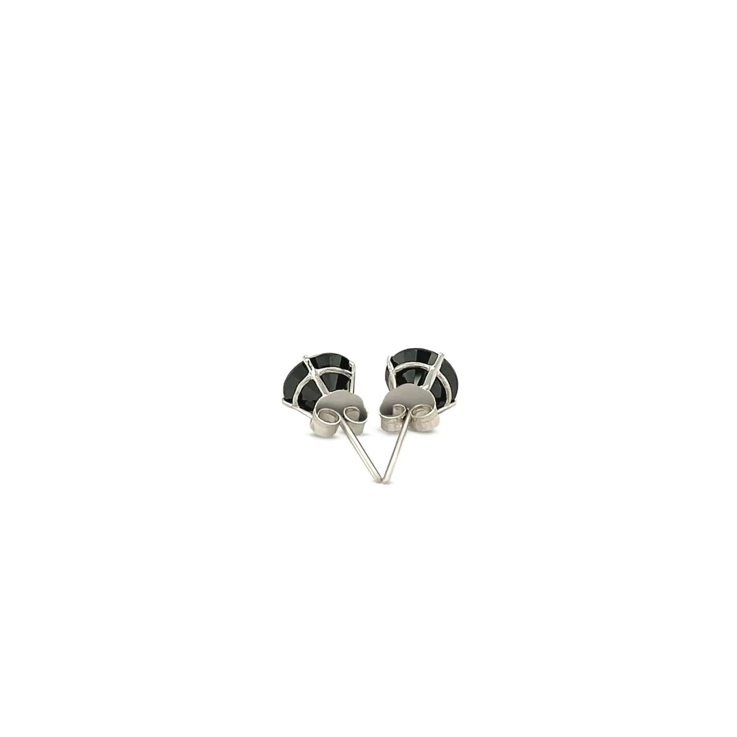 14k White Gold Stud Earrings with Black Faceted Cubic Zirconia(6mm) RCJ Earrings  CELESTIA LUXE JEWELLERS