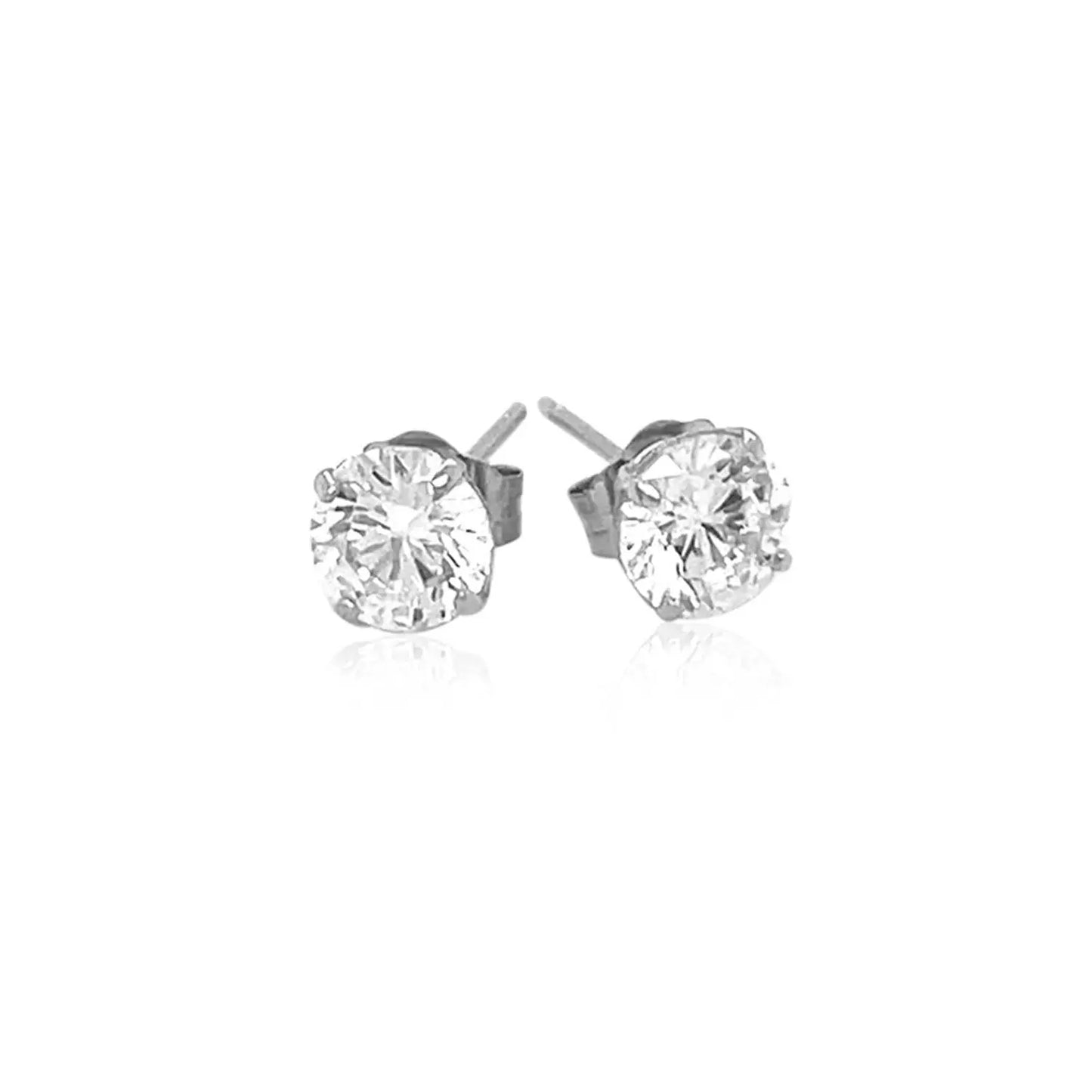 14k White Gold Stud Earrings with White Hue Faceted Cubic Zirconia(5mm) RCJ Earrings  CELESTIA LUXE JEWELLERS