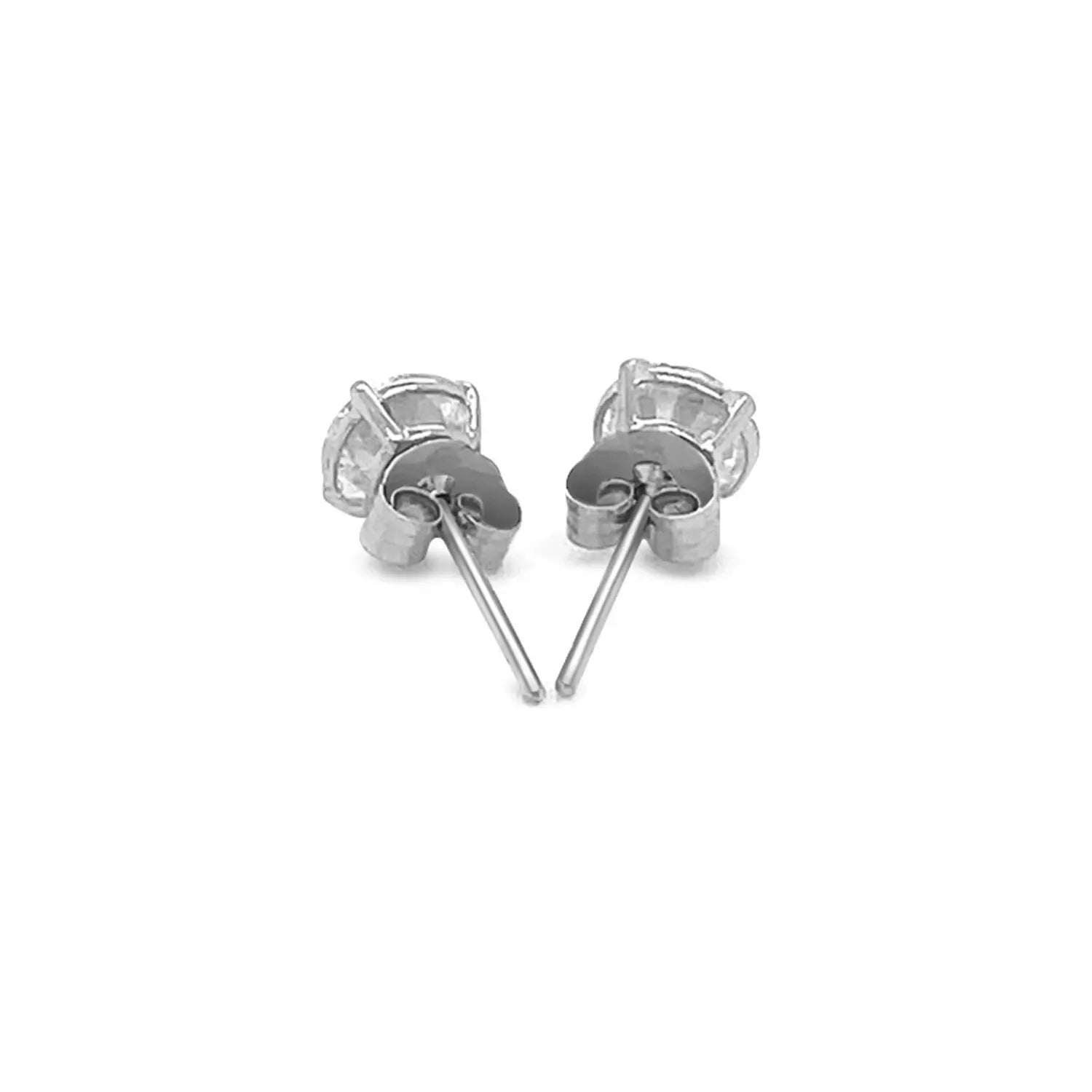 14k White Gold Stud Earrings with White Hue Faceted Cubic Zirconia(5mm) RCJ Earrings  CELESTIA LUXE JEWELLERS