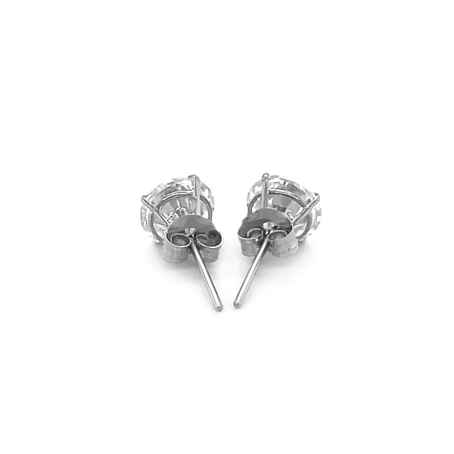 14k White Gold Stud Earrings with White Hue Faceted Cubic Zirconia(6mm) RCJ Earrings  CELESTIA LUXE JEWELLERS
