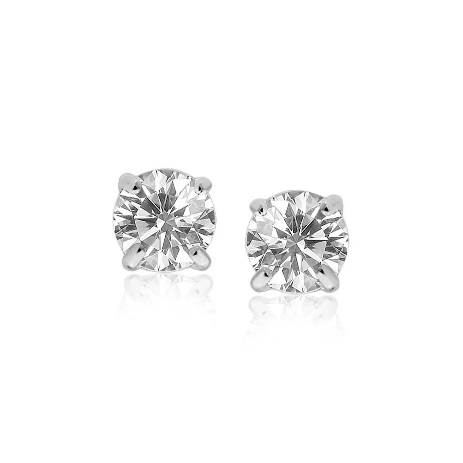 14k White Gold Stud Earrings with White Hue Faceted Cubic Zirconia(7mm) RCJ Earrings  CELESTIA LUXE JEWELLERS