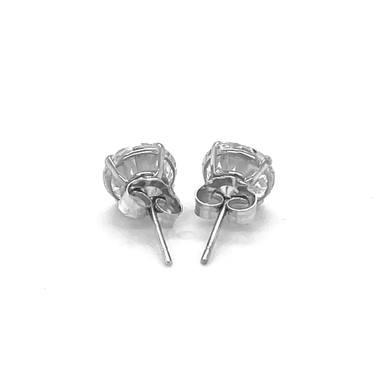 14k White Gold Stud Earrings with White Hue Faceted Cubic Zirconia(7mm) RCJ Earrings  CELESTIA LUXE JEWELLERS