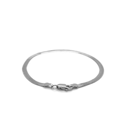 14k White Gold Super Flex Herringbone Bracelet (2.80 mm) RCJ Bracelets  CELESTIA LUXE JEWELLERS