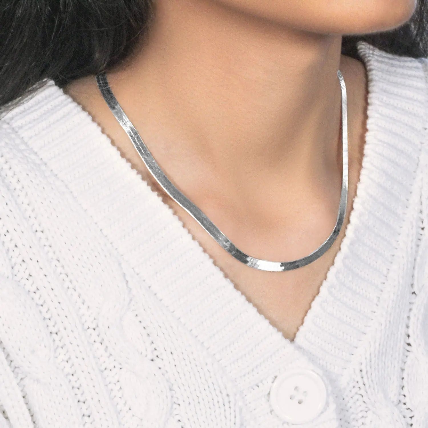 14k White Gold Super Flex Herringbone Chain (4.60 mm) RCJ Chains  CELESTIA LUXE JEWELLERS