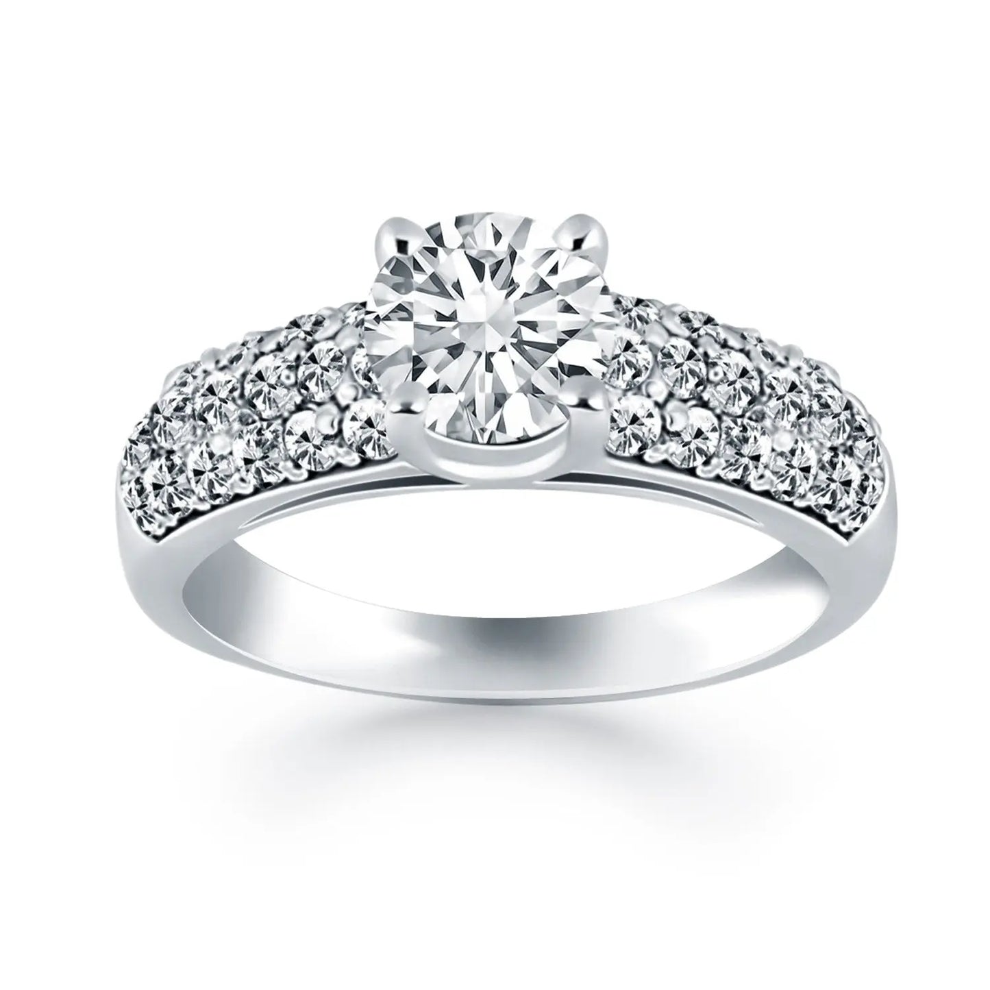 14k White Gold Tapered Pave Diamond Wide Band Engagement Ring RCJ Rings  CELESTIA LUXE JEWELLERS