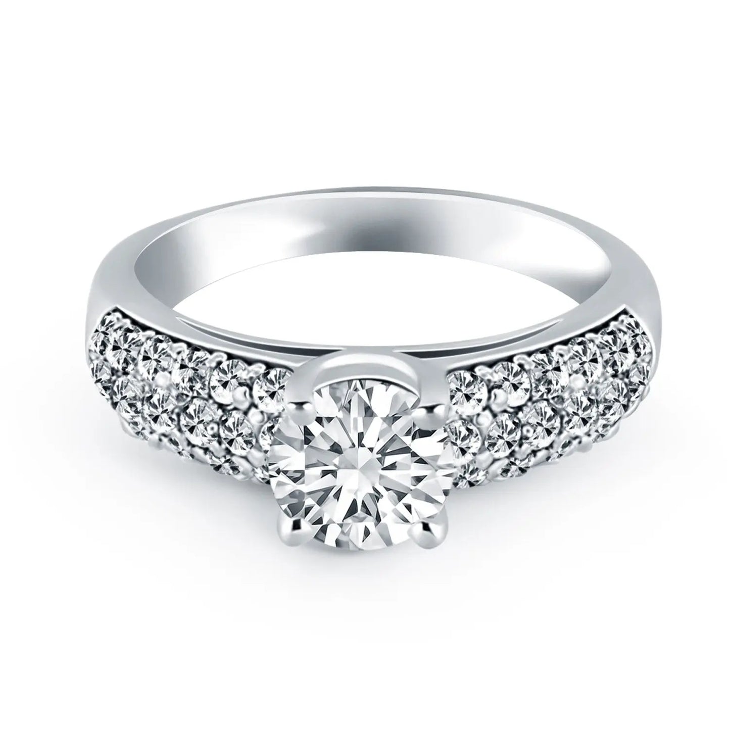 14k White Gold Tapered Pave Diamond Wide Band Engagement Ring RCJ Rings  CELESTIA LUXE JEWELLERS