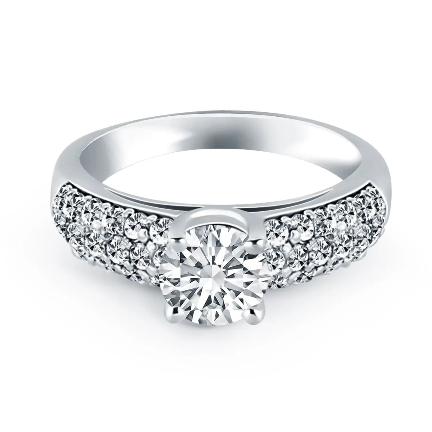 14k White Gold Tapered Pave Diamond Wide Band Engagement Ring RCJ Rings  CELESTIA LUXE JEWELLERS