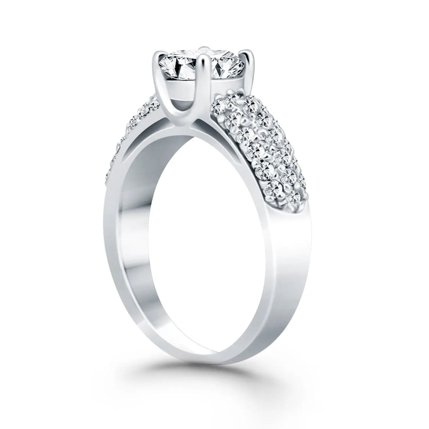 14k White Gold Tapered Pave Diamond Wide Band Engagement Ring RCJ Rings  CELESTIA LUXE JEWELLERS