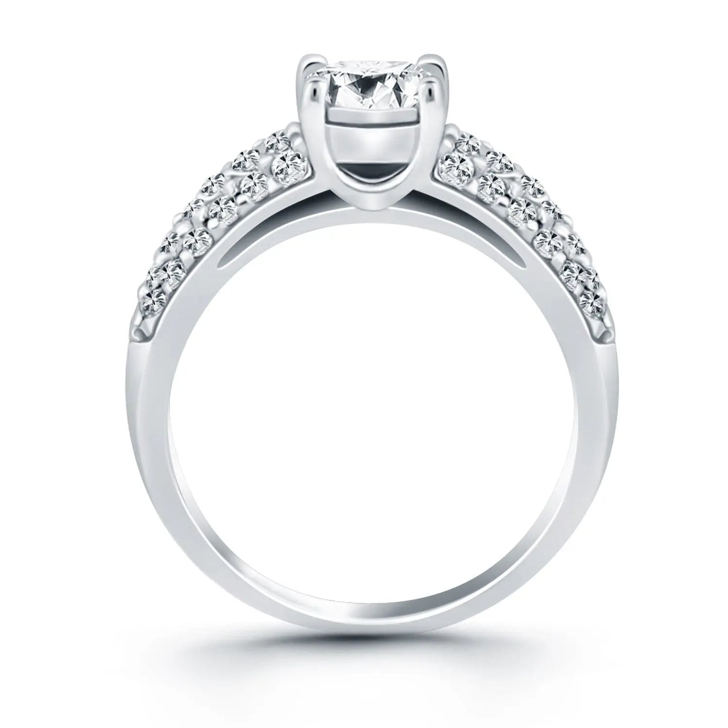 14k White Gold Tapered Pave Diamond Wide Band Engagement Ring RCJ Rings  CELESTIA LUXE JEWELLERS