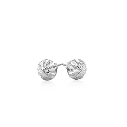 14k White Gold Textured Flat Style Stud Earrings(6mm) RCJ Earrings  CELESTIA LUXE JEWELLERS