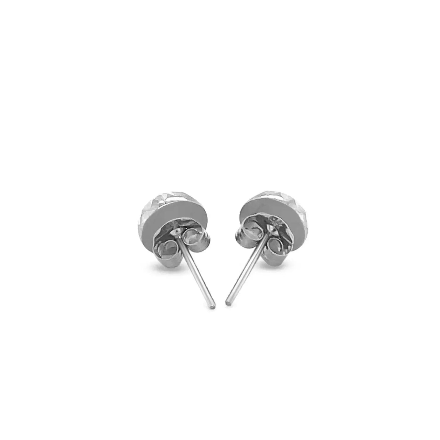 14k White Gold Textured Flat Style Stud Earrings(6mm) RCJ Earrings  CELESTIA LUXE JEWELLERS