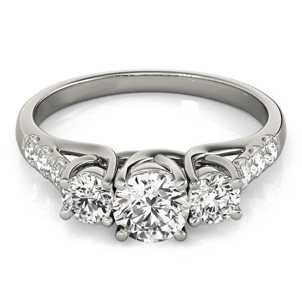 14k White Gold Trellis Set 3 Stone Round Diamond Engagement Ring (1 1/8 cttw) RCJ Rings  CELESTIA LUXE JEWELLERS