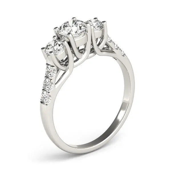 14k White Gold Trellis Set 3 Stone Round Diamond Engagement Ring (1 1/8 cttw) RCJ Rings  CELESTIA LUXE JEWELLERS
