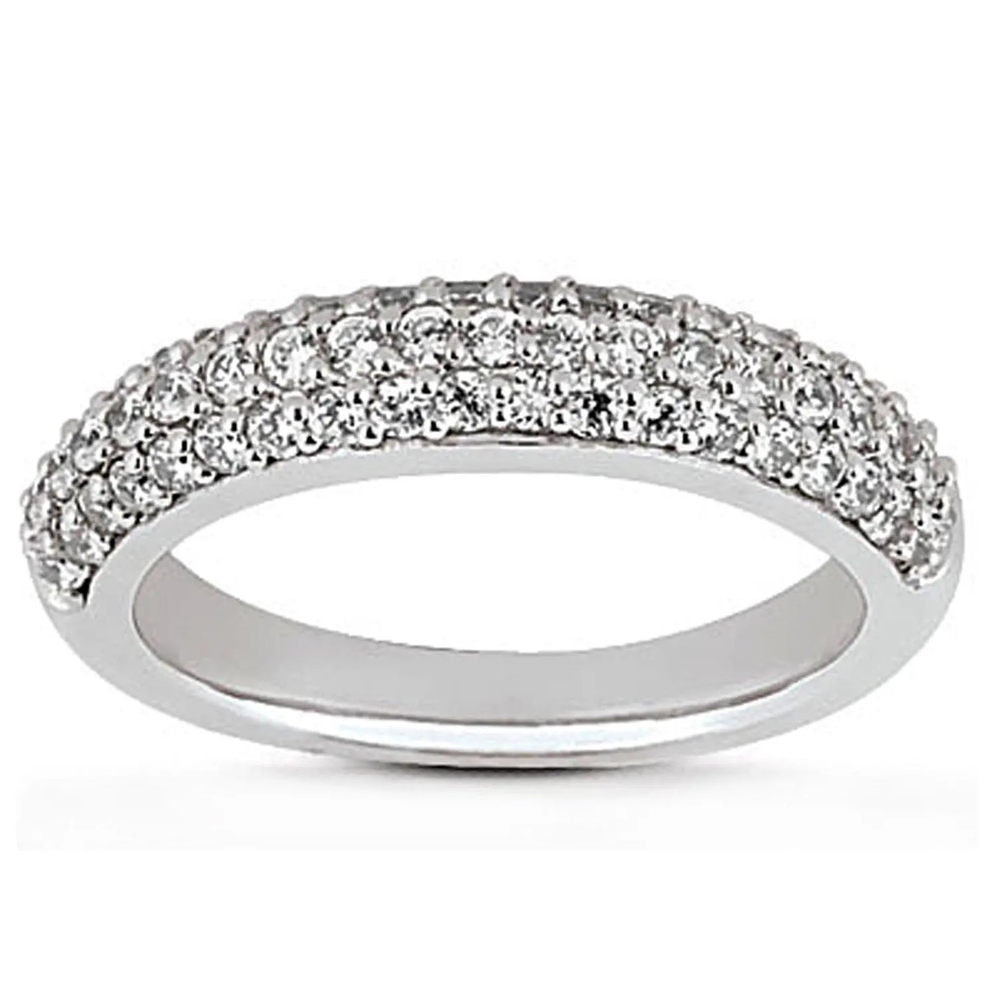 14k White Gold Triple Multi-Row Micro- Pave Diamond Wedding Ring Band RCJ Rings  CELESTIA LUXE JEWELLERS