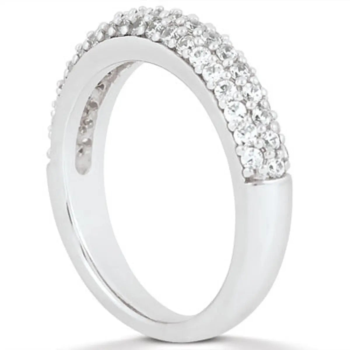 14k White Gold Triple Multi-Row Micro- Pave Diamond Wedding Ring Band RCJ Rings  CELESTIA LUXE JEWELLERS
