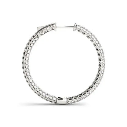 14k White Gold Two Row Pave Set Diamond Hoop Earrings (7 cttw) RCJ Earrings  CELESTIA LUXE JEWELLERS