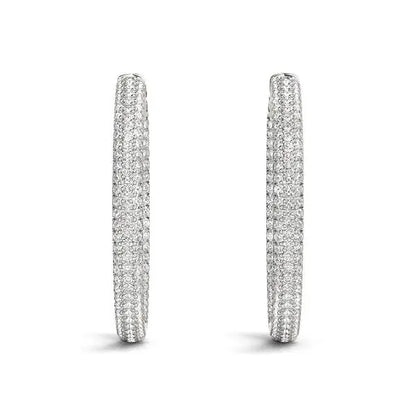 14k White Gold Two Row Pave Set Diamond Hoop Earrings (7 cttw) RCJ Earrings  CELESTIA LUXE JEWELLERS