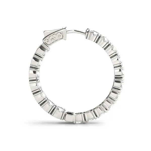 14k White Gold Two Sided Prong Set Diamond Hoop Earrings (3 1/2 cttw) RCJ Earrings  CELESTIA LUXE JEWELLERS