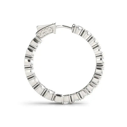 14k White Gold Two Sided Prong Set Diamond Hoop Earrings (3 1/2 cttw) RCJ Earrings  CELESTIA LUXE JEWELLERS