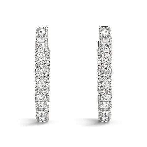 14k White Gold Two Sided Prong Set Diamond Hoop Earrings (3 1/2 cttw) RCJ Earrings  CELESTIA LUXE JEWELLERS